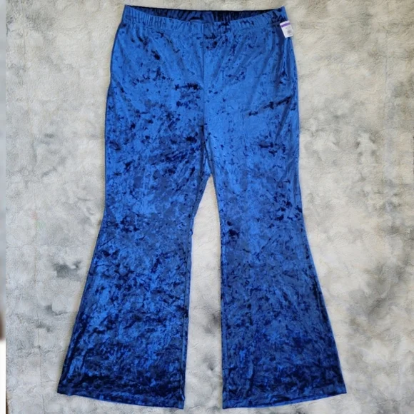 NWOT Eloquii High Rise Wide Leg Crushed Velvet Pants 18/20 - Picture 2 of 8